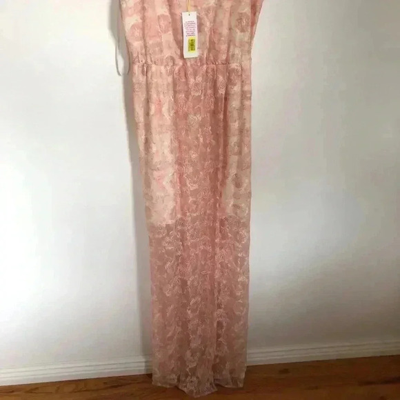 NWT BCBG Surplice Pink Lace Maxi Dress Boho Chic Formal Prom Women's Size S - Picture 5 of 13